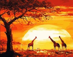 Sunset Giraffes Paint By Numbers