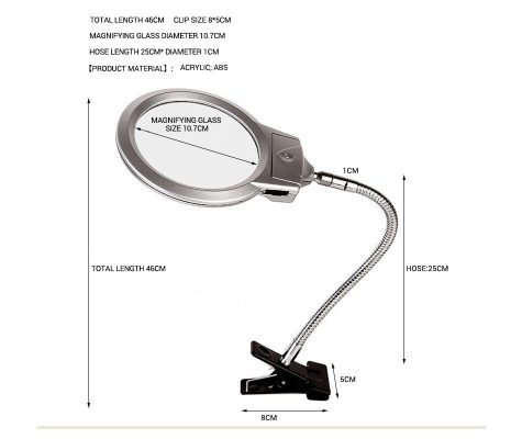 lighted magnifying glass size