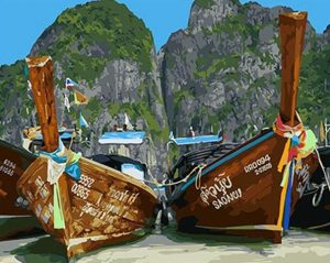 Long Tail Boats Paint By Numbers