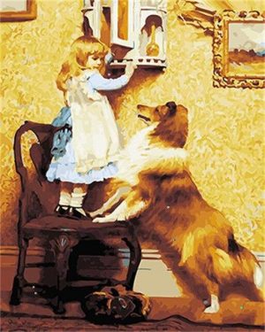 Little Girl And Her Dog Paint By Numbers