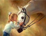 Little Girl And White Horse Paint By Numbers