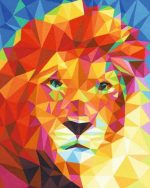 Colorful Cubism Lion Paint By Numbers