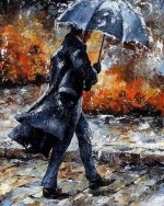 Man Walking In The Rain Paint By Numbers