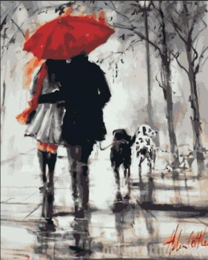Lovers Walking In Rain Paint By Numbers