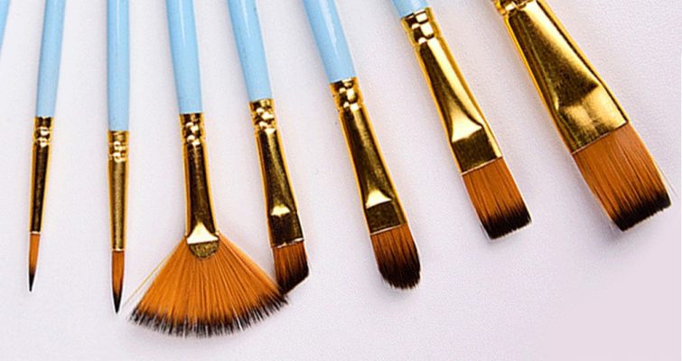 Matt Blue Nylon bristle Paint Brush