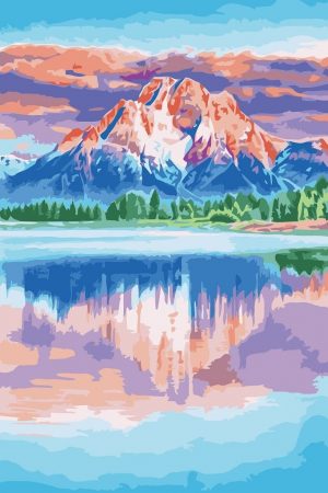 Mountains River Reflection Paint By Numbers