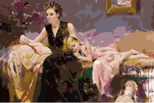 Mother Reading To Her Daughter paint by numbers