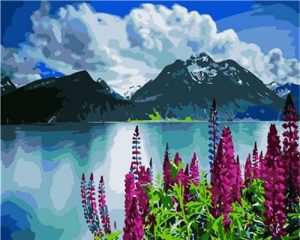 Mountains With Flowers paint by numbers