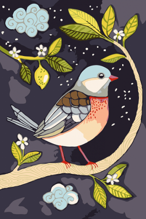 Illustration Nightingale Bird Paint By Numbers