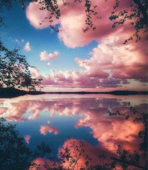 Pink Clouds Lake Reflection Paint By Numbers