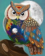 Owl and Full Moon Paint By Numbers
