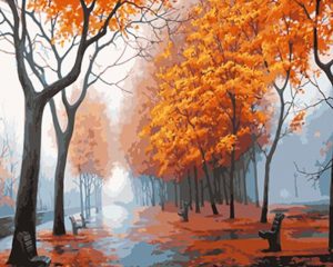 Wind Autumn Park Landscape Paint By Numbers