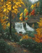 Autumn Forest Waterfall Paint By Numbers