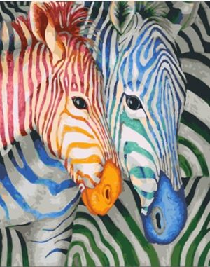 Orange And Blue Zebra Paint By Numbers