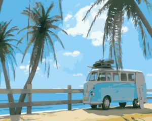 Seaside Coconut Car Landscape Paint By Numbers