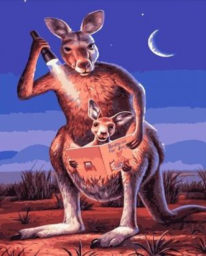 Kangaroo Reading A Book Paint By Numbers