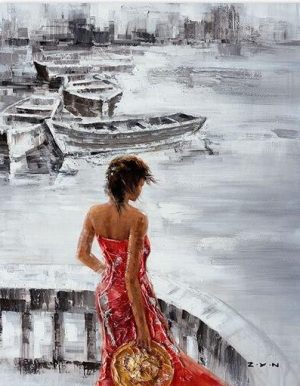 Woman In Red Paint By Numbers