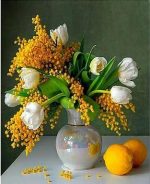 White Tulips Vase paint by numbers