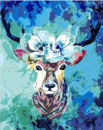 Elk And Flowers Crown Paint By Numbers