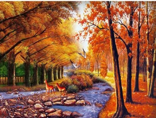 Autumn Tree Forest  Landscape Paint By Numbers