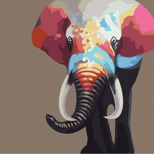 Colorful Bull Elephant Paint By Numbers