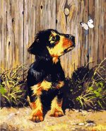 Puppy And Butterfly Paint By Numbers