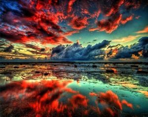 Red Clouds Water Reflection Paint By Numbers