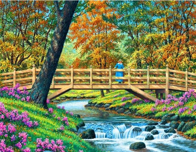 Wooden Bridge Forest Paint By Numbers