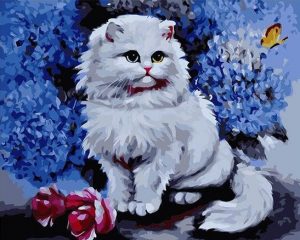 Pretty White Cat Paint By Numbers