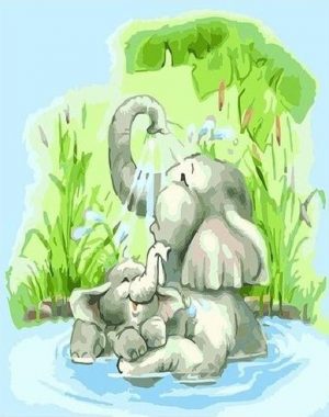 Elephants Bath Paint By Numbers
