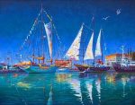 Blue Seaport Seascape Paint By Numbers