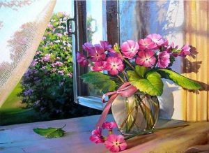 Pink Flowers paint by numbers