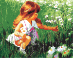 Little Girl Picking Flowers Paint By Numbers