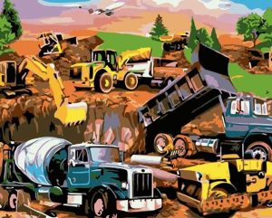 Construction Site Excavator Engines  Paint By Numbers