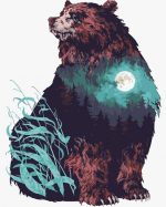 Moonlight Forest Bear Paint By Numbers