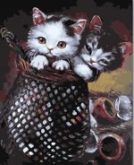 Kitties In Basket Paint By Numbers