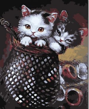Kitties In Basket Paint By Numbers