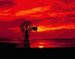 Windmill Sunset Silhouette Paint By Numbers