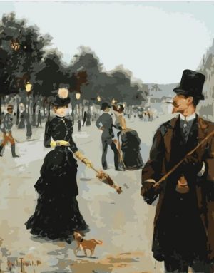 Elegants Wandering in Paris Louis Abel Truchet People Paint By Numbers