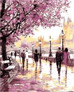 Cherry Blossoms Road Kits Wall Art Picture - DIY Paint By Numbers - Numeral Paint