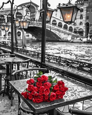 Roses Bouquet On Table Paint By Numbers