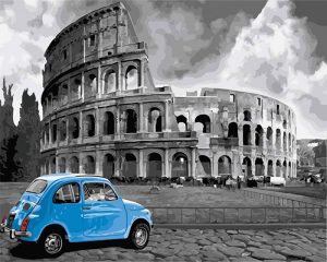 Monochrome Colosseum And Car Paint By Numbers