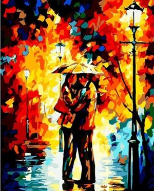 Romantic Lover Under Rain Paint By Numbers