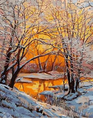 Snow Lake Landscape Paint By Numbers