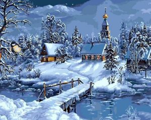 Snowy Village Paint By Numbers