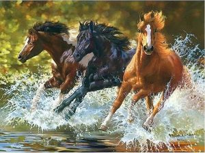 Running Horses In River Paint By Numbers