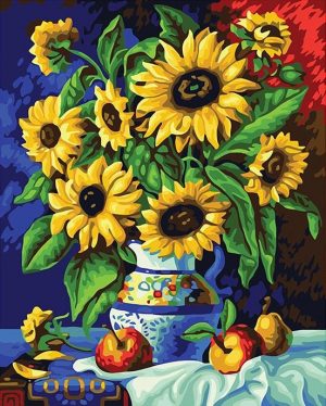 Sunflowers Vase And Apples Paint By Numbers