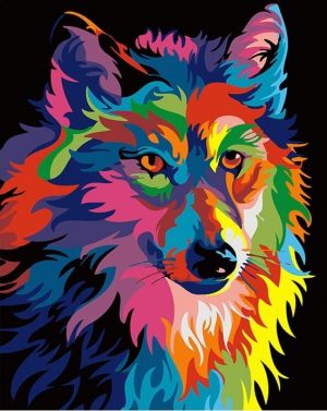Colorful Wolf Paint by numbers