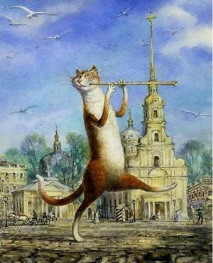 Cat Playing Flute Paint By Numbers