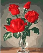Red Rose in a Cup paint by numbers